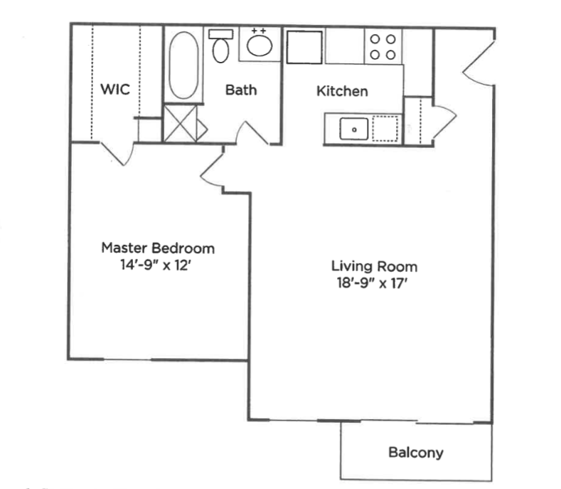 1 Bedroom / 1 Bathroom apartments