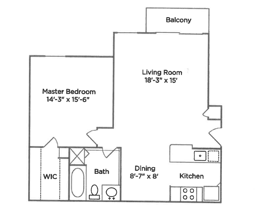 1 Bedroom / 1 Bathroom apartments