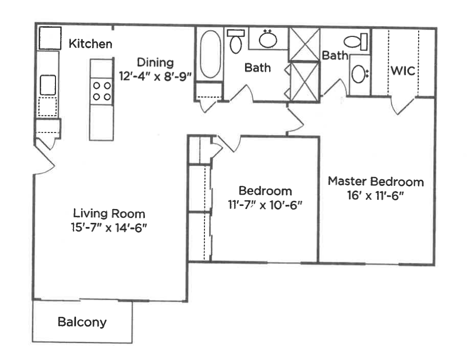 2 Bedroom / 2 Bathroom apartments