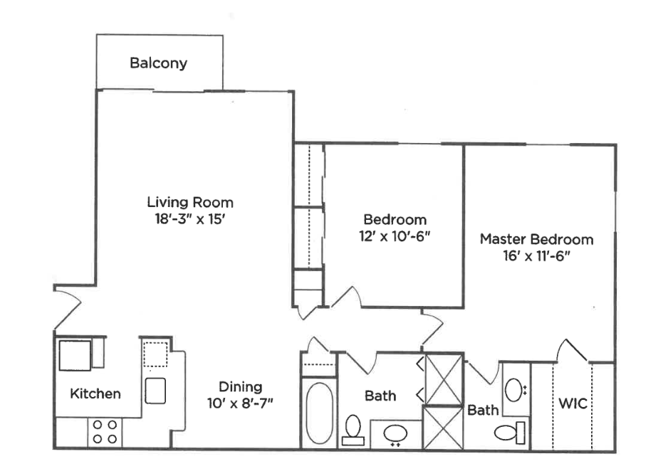 2 Bedroom / 2 Bathroom apartments