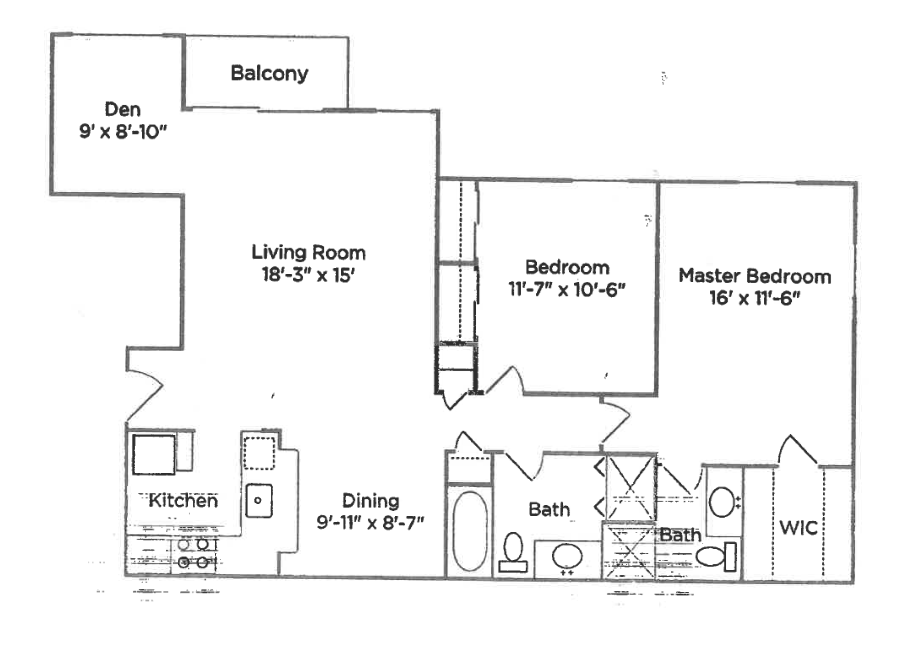 2 Bedroom / 2 Bathroom + Den apartments